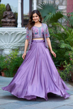 Mustard Glow Vichitra Silk Lehenga with Embroidered Koti