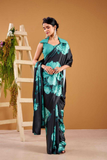 Vintage Rose Satin Saree