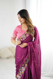 Premium Noha Crush Saree with Heavy Embroidery, Sequins & Cutwork Border