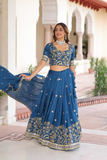 Rajwadi Heritage Vichitra Silk Embroidered Lehenga Choli Set with Dupatta