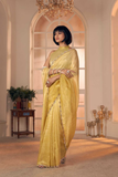 Mehek Yellow Shaded Pure Silk Cutwork Saree