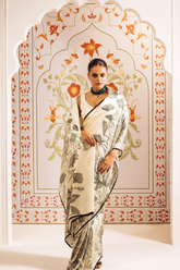 Premium Japan Satin Saree with Digital Print & Matching Blouse