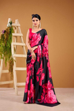 Vintage Rose Satin Saree