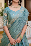 Teal Premium Gold Crush Lehenga Choli Set