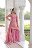 Ishani Rosé – Fendy Silk Embroidered Sharara Suit Set
