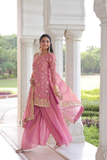 Ishani Rosé – Fendy Silk Embroidered Sharara Suit Set