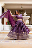 Purple Premium Gold Crush Lehenga Choli Set