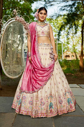 Elegant Tissue Embroidered Lehenga Choli with Dupatta