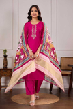 Pichwai Grace – Fuchsia Chanderi Silk Suit Set