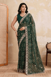 Royal Bandhej Soft Georgette Wedding Saree with Heavy Cutwork Border - kavyo.in