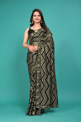Premium Black Georgette Saree with All-Over Sequin Embroidery & Elegant Border