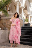 Blush Bloom A-Line Chanderi Silk Butti Suit Set