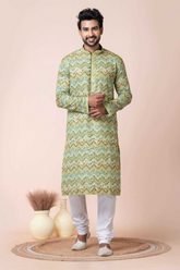 Mono Cotton-Poly Printed Kurta Pajama Set for Men
