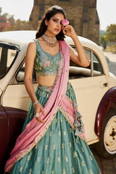 Poly Georgette Embroidered Lehenga Choli with Dupatta