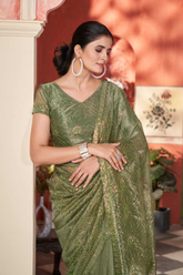 Elegant Twill Net Saree with Two-Tone Sequins & Beads Embroidery