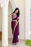 Kasturi Silk Saree with Zari, Dori & Sequins Foil Embroidery