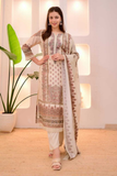 Zahra Serenity Soft Muslin Printed Suit Set with Lace Detailing