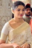 Soft Lichi Silk Cream Saree with Elegant Jacquard Weave