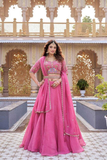 Crunchy Silk Embroidered Lehenga Choli Set with Dupatta