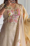 Ivory Bloom Pure Assam Silk Embroidered Suit Set