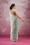 Premium Pista Silk Saree with Real Mirror & Glitter Dori Work