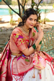 Traditional Paithani Jacquard Silk Lehenga Choli with Zari Weaving & Premium Batwa Set