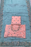Crunchy Silk Saree with Embroidered C-Pallu Border & Banglory Silk Blouse