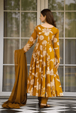 Vaani Mustard Bloom Rayon Anarkali Suit Set - kavyo.in