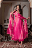 Rani Pink Mirror - Work Faux Georgette Anarkali Set - kavyo.in