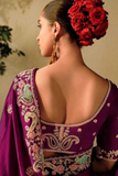 Wine Rangoli Silk Saree with Exquisite Embroidery & Piping Border Detailing