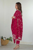Pink Valam Embroidered Georgette Kurta Pant Dupatta Set