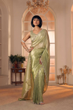 Mehek Pista Shaded Pure Silk Cutwork Saree