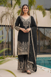 Noor-e-Black Embroidered Sharara Suit Set