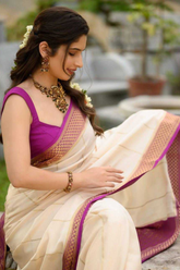 Soft Lichi Silk Saree with Rich Jacquard Weave & Contrast Blouse