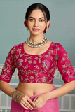 Soft Star Georgette Saree with Embroidered Cutwork Aarco Border & Banglory Silk Blouse