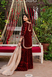 Wine Velvet Moti Work Palazzo with Organza Silk Dupatta