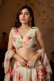 Floral Dream Soft Georgette Lehenga Choli Set with Cascade Dupatta