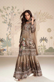 Midnight Brown – Chinon Silk Kurti Sharara Set