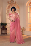 Mehek Baby Pink Shaded Pure Silk Cutwork Saree