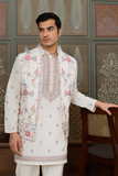 White Embroidered Kurta with Koti & Bottom