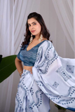 Azure Artistry Printed Saree