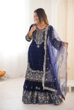 Midnight Royale Velvet Sharara Suit Set