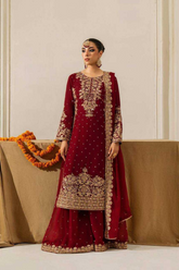 Maroon Heavy Georgette Embroidered Suit with Dupatta