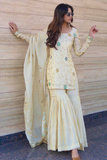 Ivory Aura Embroidered Chinnon Sharara Set