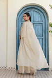 Elegant Beige Georgette Indo-Western Set with Palazzo & Shrug