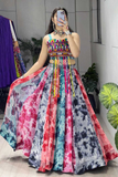 White Multi-Color Floral Embroidered Georgette Lehenga Set