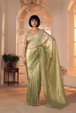 Mehek Pista Shaded Pure Silk Cutwork Saree
