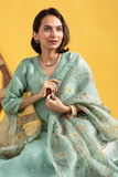 Premium Roman Silk Embroidered Kurti Set