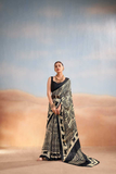 Desert Tribe Satin Chiffon Geometric Animal Print Saree