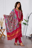 Beads of Royalty – Premium Chanderi Silk Shimmer 3-Piece Suit Set